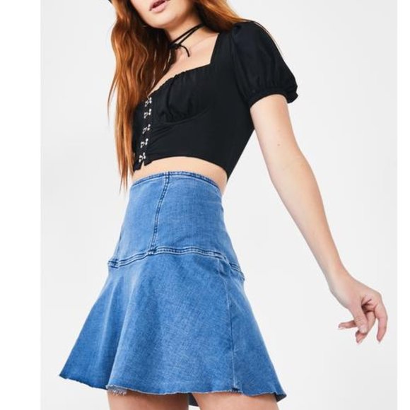 Free People Highlands Denim Mini Skirt - Picture 5 of 8